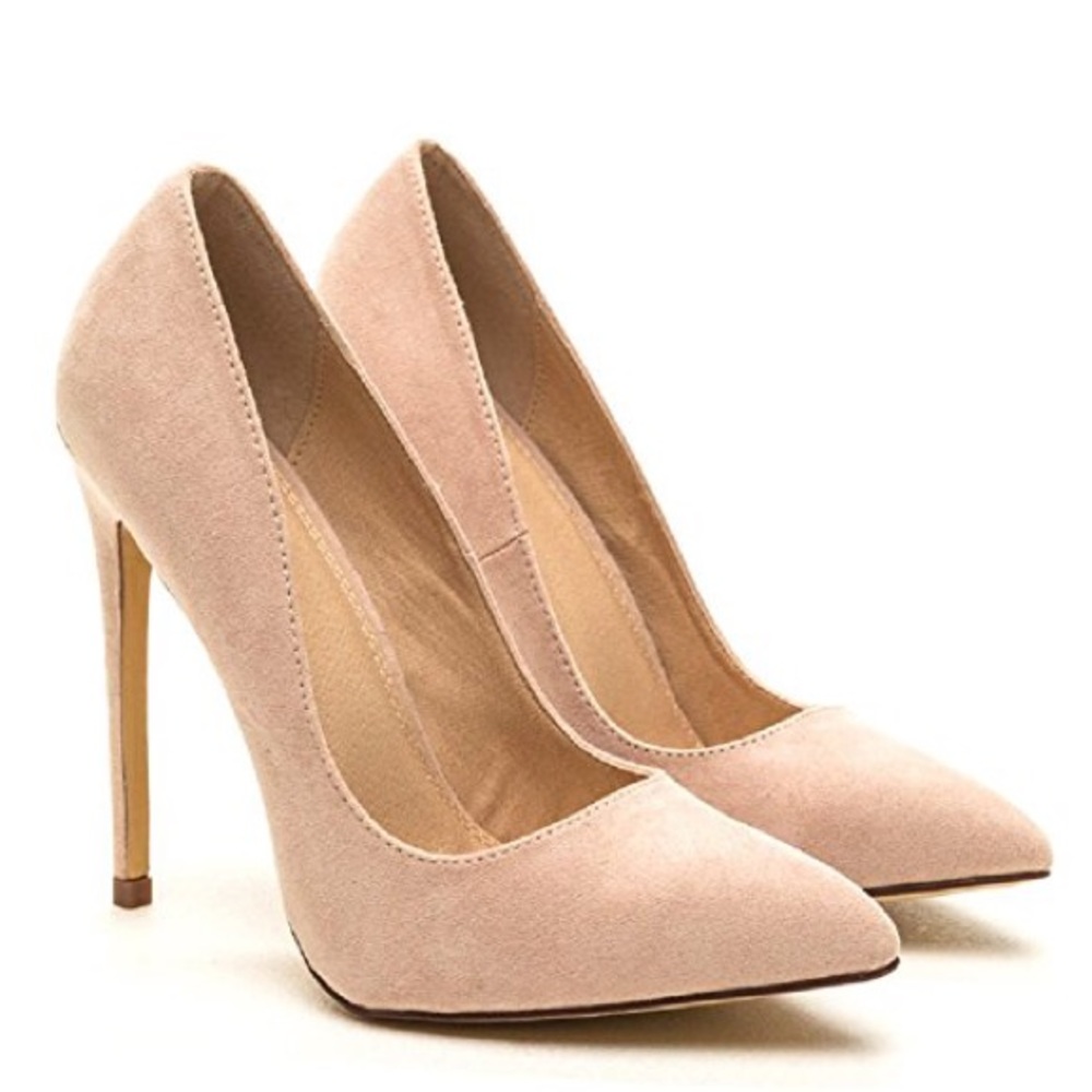 Nude Faux Suede Heels